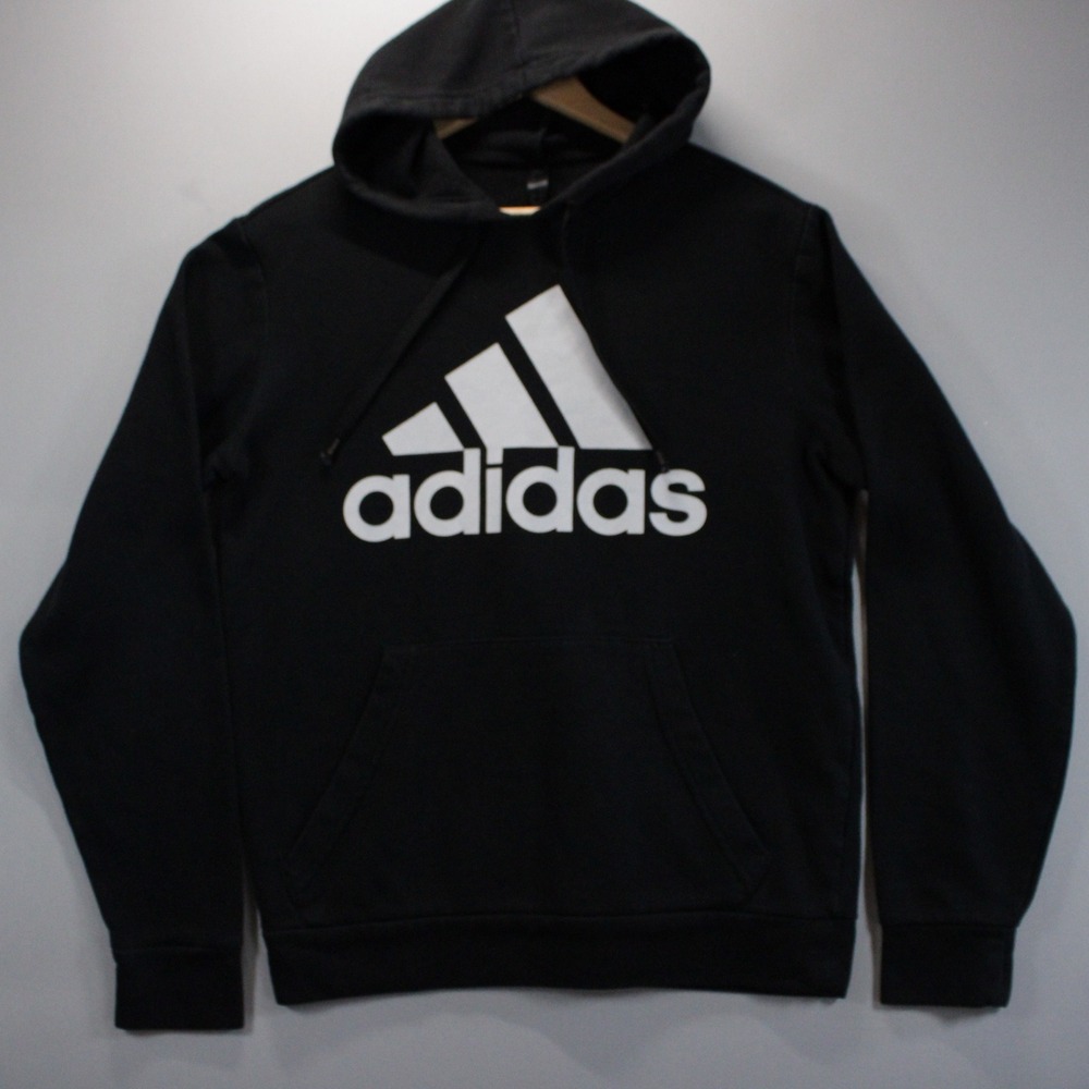 Adidas Mens S Hoodie Black Big Chest Spellout Logo Outdoor Athletic Pullover